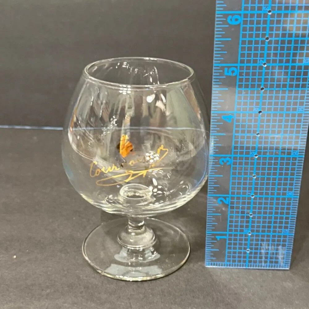 x4 Vintage Courvoisier Cognac Brandy Balloon Snifter Stemmed Glasses Gold Logo